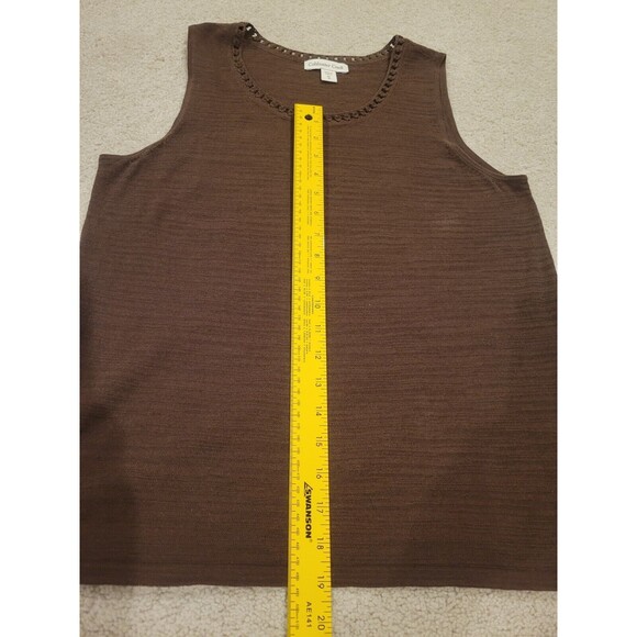 Coldwater Creek Cardigan Sweater Set W/Tank Brown Sequin 3/4 Sleeve Women's Lg - Picture 7 of 12